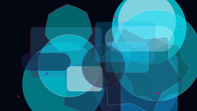 Geometric shapes abstract background with blue and black colors and transparent layers