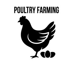 Fototapeta premium Silhouette of a chicken with eggs representing poultry farming.