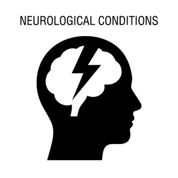 Silhouette Depicting Brain with Lightning Bolt Symbolizing Neurological Conditions.
