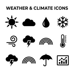 Naklejka premium Weather and Climate Icons A Collection of Symbols.