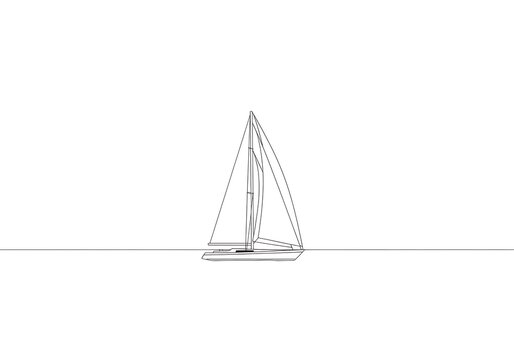 Minimalist line drawing of a sailing boat on a smooth water surface