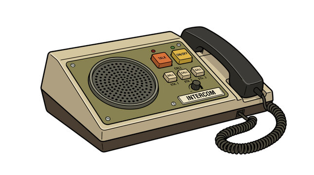 Retro intercom device with handset and buttons