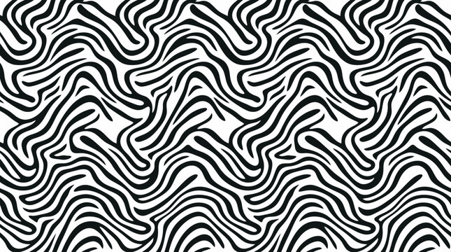 Abstract Monochrome Wavy Line Pattern for Graphic Design and Textures.