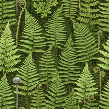 Green Ferns A Detailed CloseUp of Lush Foliage.