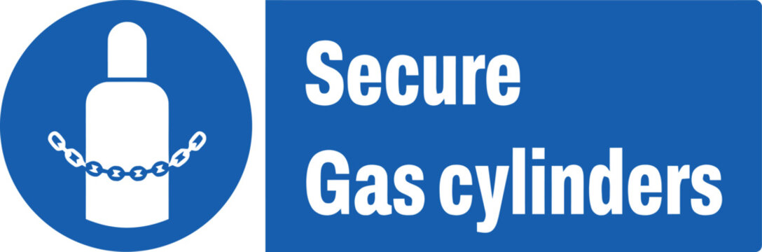 Blue Mandatory Safety Sign for Securing Gas Cylinders