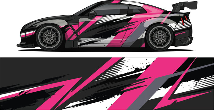 Pink Black and Grey Racing Car.