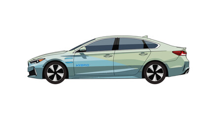Obraz premium Modern Hybrid Car Vector Illustration on White Background