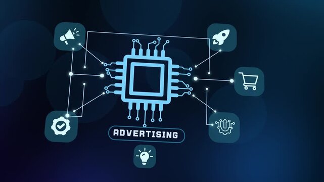 Modern graphic display of automated programmatic media outreach and digital promotional frameworks.