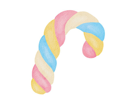 Watercolor Cute Marshmallow Illustration 