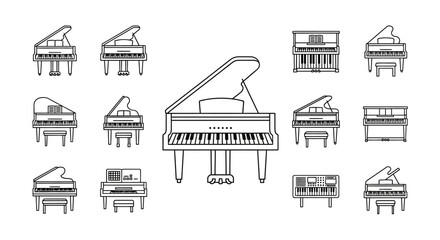 Pianos in various styles and sizes. © LOGO KIKUK