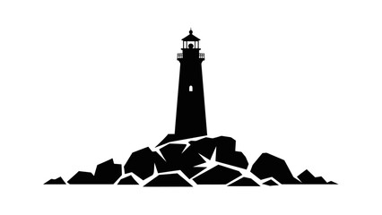 Black silhouette of a lighthouse tower. © Sayang