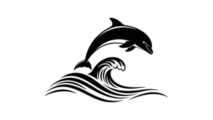 Black dolphin jumping out water. © Sayang