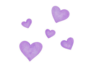 Obraz premium Purple Hearts Watercolor Illustration
