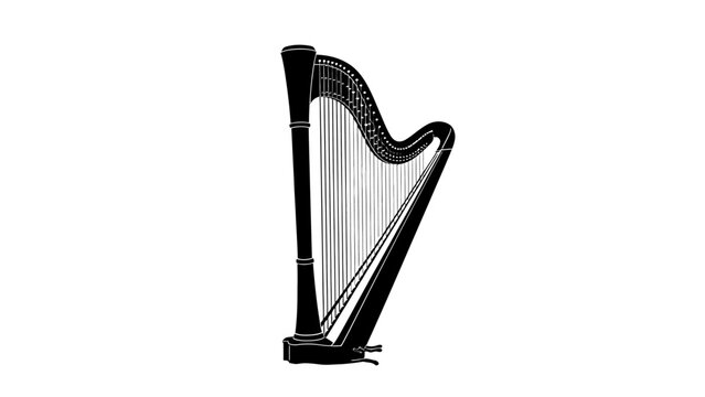 Black Harp Musical Instrument Closeup.