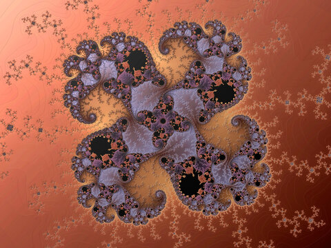 Symmetrical Fractal Abstract Pattern in Copper and Lavender