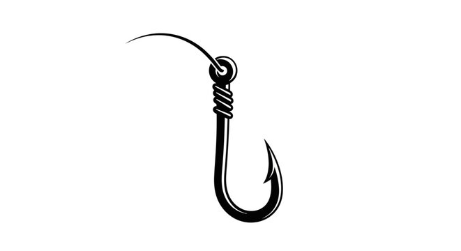 Classic fishing hook line art illustration.