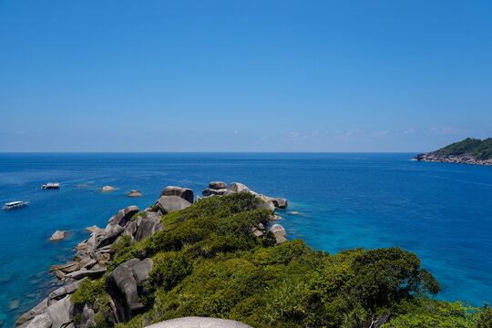 A rocky cape on the Similan Islands near Sail Rock or Donald Duck Rock