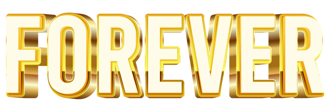 Forever bold 3d text effect typography illustration with shiny glossy gold color theme