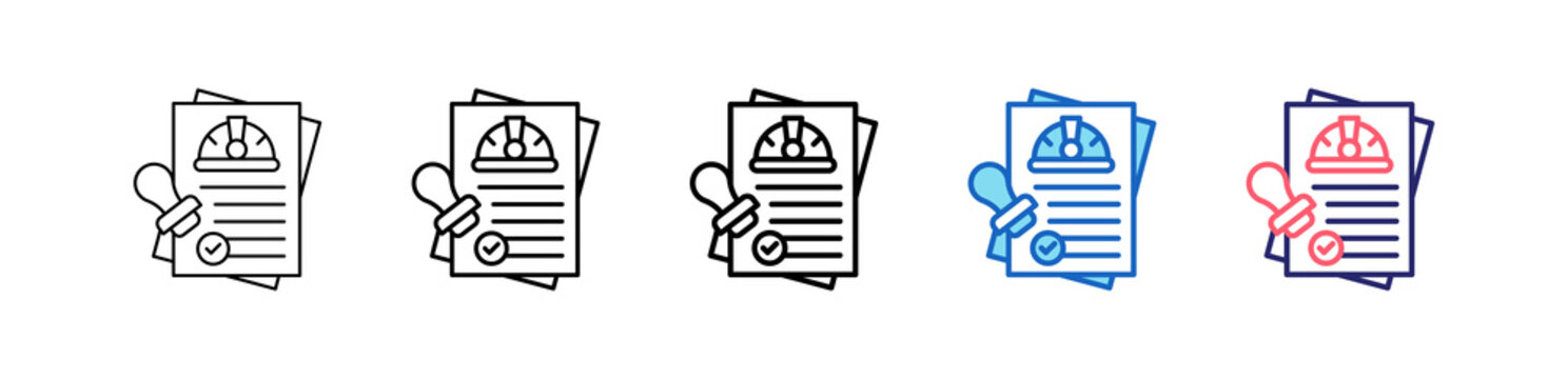 Permit Approval Icon In 5 Different Styles Set Collection.   