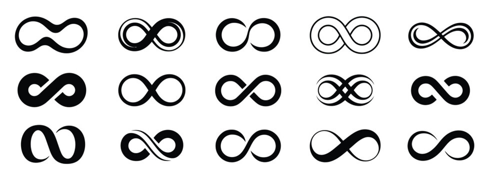 Infinity icon vector illustration featuring eternity, infinite, endless, and loop symbols for modern branding design.
