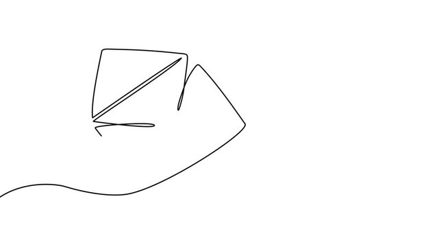 Continuous one line envelope art mail drawing letter icon email. Envelope art mail outline message paper doodle hand mailbox abstract postal illustration graphic plane single key card contact post