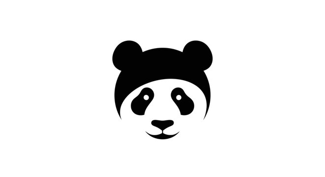 Minimalist black and white panda head logo icon on white background