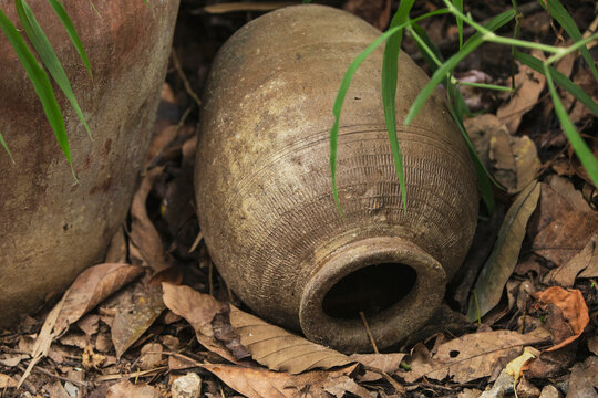 close up of clay pottery
