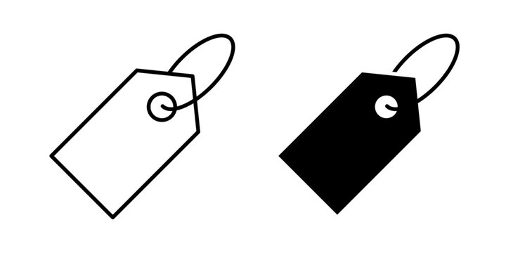 Tag icon in outline and solid style, isolated on white background. Ideal for labeling, pricing, and product categorization features in mobile and web design.
