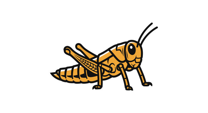 Cartoon grasshopper insect vector illustration on white background