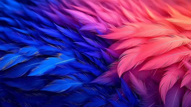 Digital red and purple gradient feather abstract background