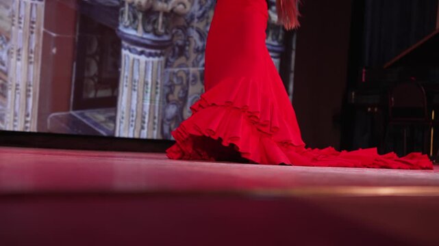 Flamenco Dancing. Flamenco dancer wearing red dress