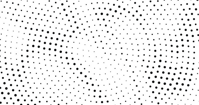 Halftone pattern background with radial dots, abstract monochrome texture, vector illustration isolated on white background