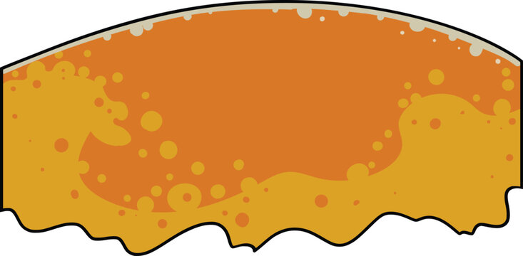 Hand-drawn beach sand patch with orange and yellow texture, wavy lower edge, and black outline, isolated on white in a playful cartoon seaside style