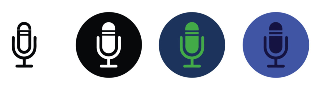 Microphone mic icon vector illustration featuring voice symbol buttons for audio recording and communication applications.