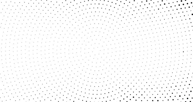 Abstract halftone dot pattern with gradient wave effect, isolated on white background