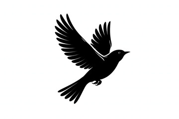 Fototapeta premium Black flying bird silhouette icon isolated on white background, freedom and peace symbol
