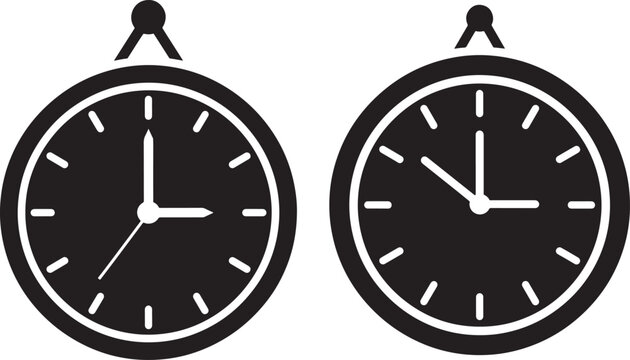 Two clocks showing different time icon set