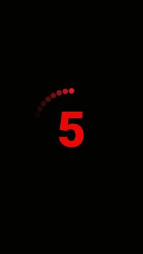 A simple 10-second countdown timer with a circular animation and red lettering stands out against a black background.
