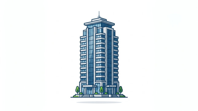Modern High Rise Office Building Exterior View.