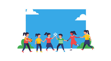 Fototapeta premium Diverse children playing together outside.