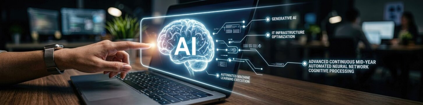 Exploring ai innovations in business technology a modern workspace environment with interactive visualizations and insights