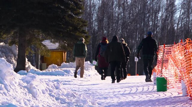 People walking in the snow