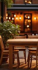 Fototapeta premium Cozy cafe interior with warm lighting