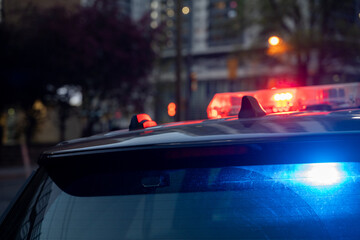 Close up of police car emergency lights at night. © Erman Gunes