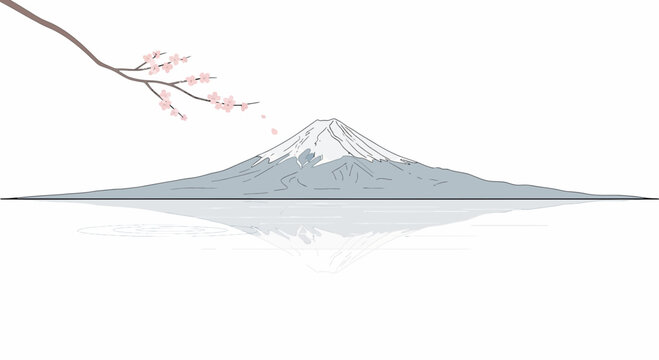 Mountain reflected in calm water surface.