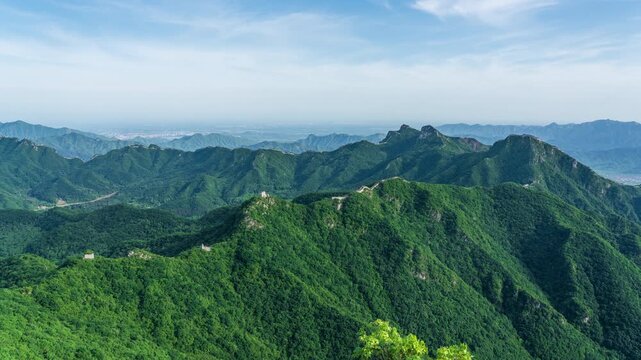 Majestic Summer Sunset Timelapse over Jiuyanlou Great Wall and Wild Mountains in Beijing