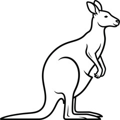 Kangaroo outline vector illustration with line art animal kingdom kangaroo wildlife marsupial australia illustration silhouette © REDWAN