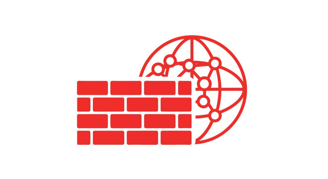 Red brick wall globe logo.