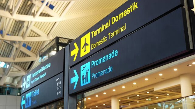 Airport Direction Signs in Bali, Indonesia
