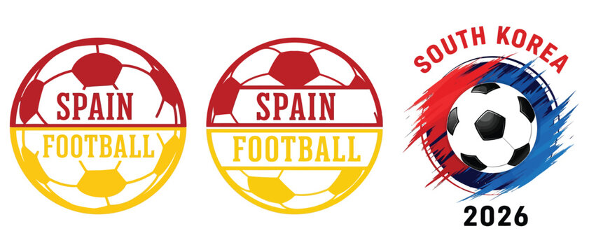 Set of football logos for spain and south korea 2026